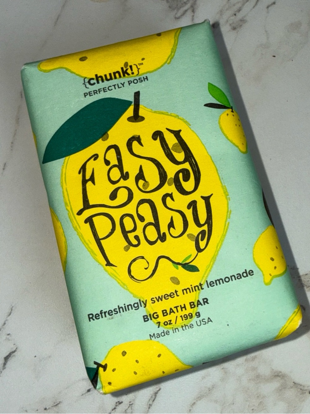 Perfectly Posh Easy Peasy Big Bath Bar Soap 7 oz ~  Mint Lemonade Chunk! New